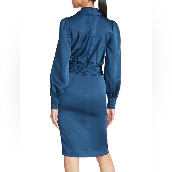 Theia Jodi Bishop Sleeve Faux-Wrap Shirtdress size 14 - Picture 3 of 13